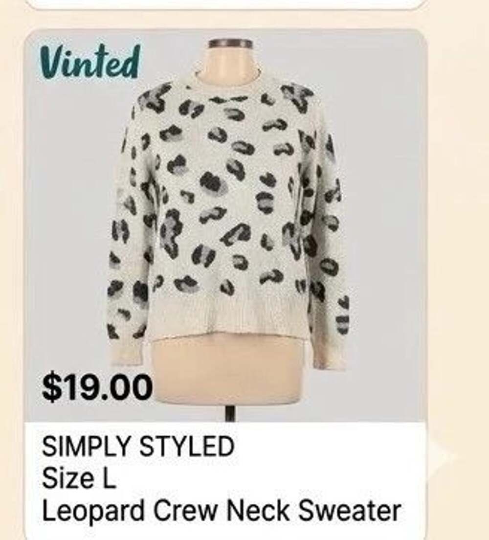 Simply Style Leopard Crew Neck Sweater - Picture 1 of 1